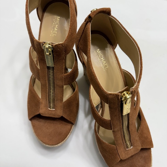Michael Kors Brown Suede Damita Espadrille Wedge Sandals - Picture 8 of 10